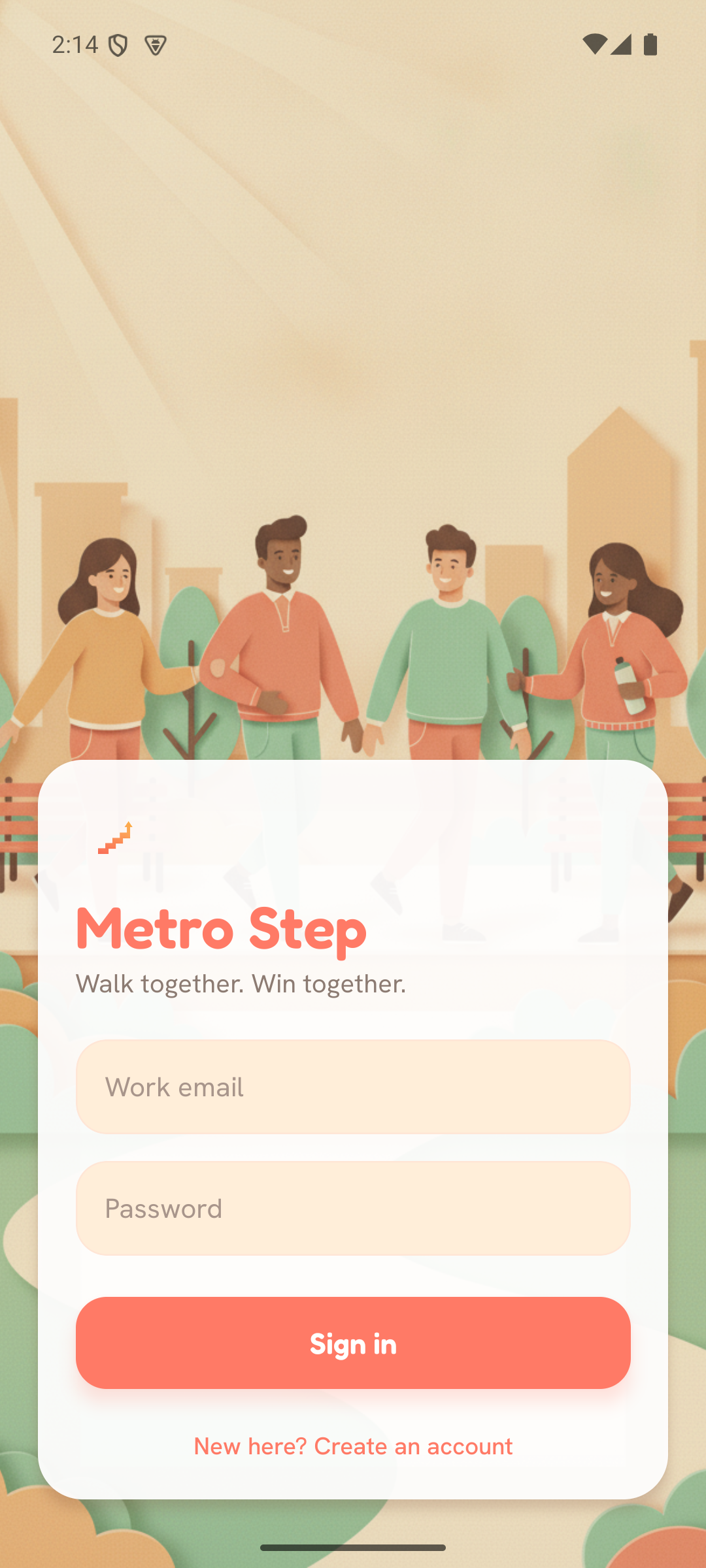 Metro Step sign-in screen
